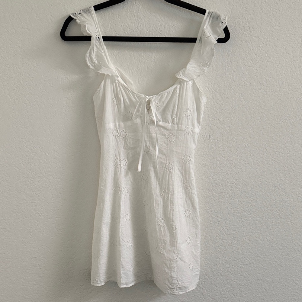 Princess Polly White Eyelet Dress with Ruffle Sleeves